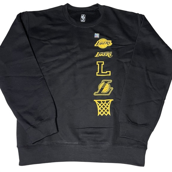 NBA Other - NBA Los Angeles Lakers Crewneck Sweatshirt Mens Small Black Yellow Logo Fleece